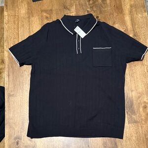 Express Black Polo Shirt with White Accents
